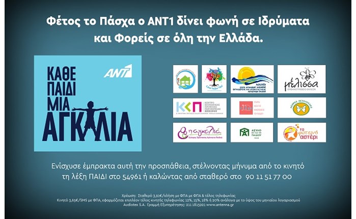 ANT1: Στήριξη σε 10 μικρότερα ιδρύματα